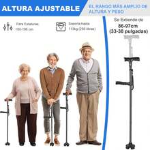 Bastón para Adulto Mayor con Alarma, Bastón Plegable Ortopédico de 2 Mangos, Luz LED Ajustable 45 ° , Altura Ajustable en 5 Niveles, Base Cuádruple Pivotante - 1 - Ver 3