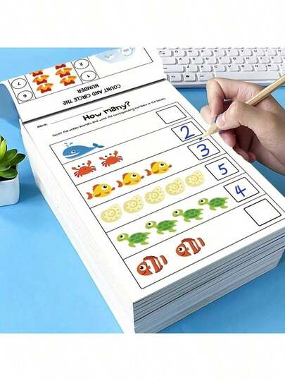 64 Page English Math Fill In The Blank Textbook For Early Childhood Logical Thinking, Pattern Finding Training, Fun Learning, And Introductory Math Exercises