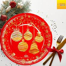 Platos Desechables Premium'' (19.2cm) Navidad – Paquete de 24 Piezas, Merry Chistmas, Resistentes a Líquidos, Ecológicos y de Alta Calidad Para Toda Ocasión ARTEDISEÑO FIESTAS - 5 ESFERAS - Ver 5