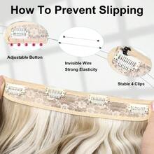 DInvisible Hair Halo Extensions Real Human Hair For Women Goo Goo Lula Hair Extensions Extensiones De Cabello Humano Natural Ash Brown With Platinum Blonde Highs - 灰棕色搭配鉑金色挑染 - 查看 5