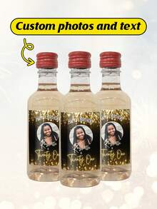 12 Pcs Custom Wine Bottle Labels Printed, 10x8cm, My Labels, My Fifth Year, Thank You Labels For 15 Years, Pink, Blue, Maroon, Burgundy, Personalized Wine Bottle Stickers, Wedding Wine Bottle Sticker, Party Bottle Sticker - Multicolor - View 3