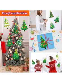12 Stücke selbstgemachte Weihnachtsbaum Aufkleber, Kinder Weihnachtsaufkleber, Bastel Weihnachtsgeschenk Aufkleber, Party Geschenkzubehör, Weihnachtsstrumpf Füllgeschenke, sehr geeignet für Feiertags Bastel Party Dekoration Weihnachtsgeschenke