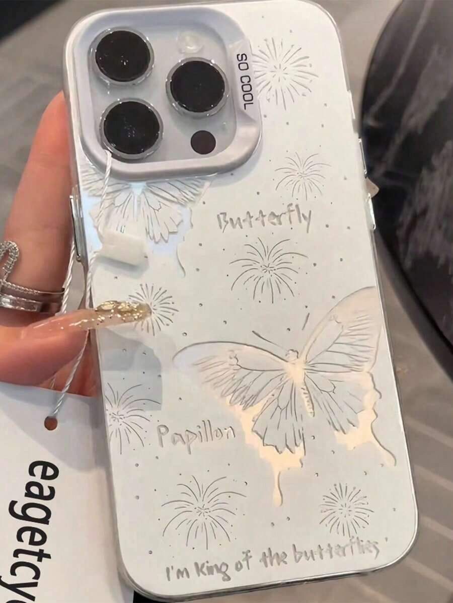 Nueva Funda de Teléfono de Mariposa Metálica Colorida Compatible con la Serie Apple 16 Impermeable a Prueba de Golpes Protección contra Caídas Protección contra Arañazos - Multicolor - Ver 1