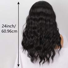 酒红色、黑色、金色短款波浪蕾丝前假发，无需胶水即可打造自然波浪，采用耐热合成纤维制成，带有婴儿发，24英寸 - 彩色 - 查看 5