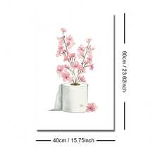 1 pieza Cartel de lienzo con impresión de papel higiénico con flores botánicas, enmarcado o sin enmarcar, arte de pared divertido para baño, decoración minimalista y estética para apartamento, sala de estar, dormitorio, decoración moderna del hogar - Multicolor - Ver 8