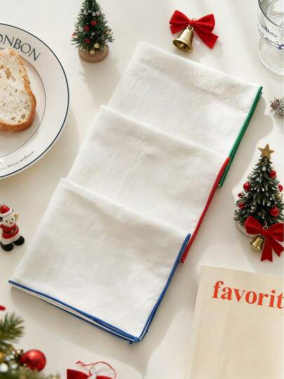 2/6/12/240pcs Christmas Polyester Ruched Textured Solid Color Washable Reusable Cloth Napkins, Suitable For Wedding, Holiday Decoration, Home Decor