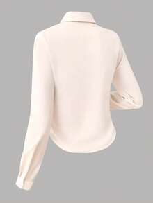 Camisa elegante para mujer EARO, diseño de moda, minimalista, de alta gama, versátil - Albaricoque - Ver 4