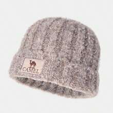 CAMEL CROWN 女士羊毛针织帽，保暖防风室内帽，秋冬季防风帽，保暖羊毛帽 - 燕麥色 - 查看 2