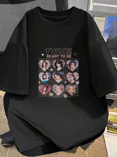 Camiseta gráfica TWICE Ready to Be Collage para fanáticos de la música - Camiseta gráfica para hombres - Estilo casual de calle, top de verano de manga corta, camiseta de algodón