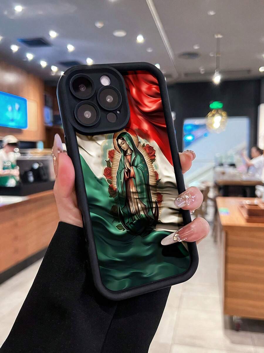Qué Abrazo Sagrado Qué Funda de Teléfono Compatible con fundas de teléfono 17 16 Pro Max 15 Pro Max 13 y 12 Hecho de material TPU, brinda protección contra golpes y caídas Un regalo perfecto para familiares, amigos, celebraciones de otoño, novios, novias, la Copa del Mundo, Día de Muertos y Halloween - Negro - Ver 1