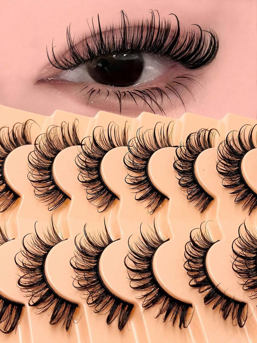 7 Pairs Asiteo D-Curl Dramatic Spiked Cartoon Style False Eyelashes, Thick Y2K Anime Character Cosplay Lashes, Stage Makeup Doll Lashes, Russian Lashes - Lông mi ướt hài hước - Xem 1