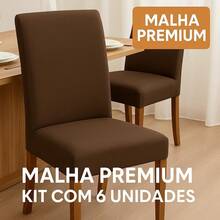 Chair Cover Kit With 6 Units For Dining Room Kitchen Pantry Gel Mesh Super Offer - Óxido marrón - Ver 2