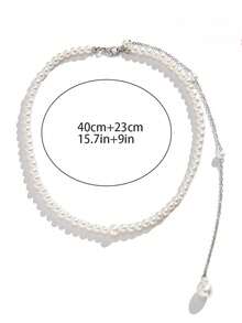 1pc Minimalist Resin Faux Pearl Body Chain, Elegant Beaded Tassel Back Necklace, Bridesmaid Jewelry For Wedding Season - Multicolor - View 5