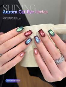 XEIJAYI 6色极光猫眼15ml凝胶指甲油套装，可卸UV指甲油，美甲设计 - 彩色 - 查看 6
