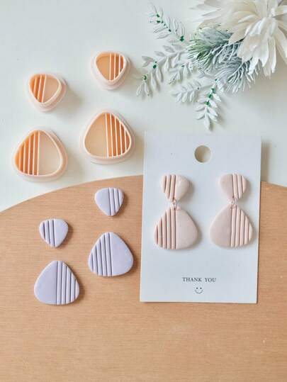 Juego de cortadores de arcilla polimérica geométrica elegante de alta precisión, kit de fabricación de joyas DIY para mujeres, ideal para crear pendientes y colgantes únicos, incluye formas de corazón y abanico, perfecto para temas de boda/fantasía/vacaciones