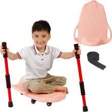 GCCSJ 6-Wheel Kids Paddle Scooter With Adjustable Handlebar & Safety Buckle – Sensory Balance Training Scooter With 2 Oars, Indoor/Outdoor Active Play Toy For Toddlers Boys Girls (Pink) - Pink - View 9