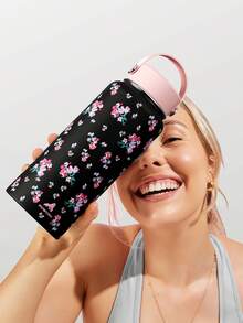 Botella de agua de acero inoxidable de 32 onzas con tapa, botella de boca ancha con aislamiento al vacío, adecuada para actividades al aire libre, viajes, escuela, también un regalo creativo - Rosa negra - Ver 8