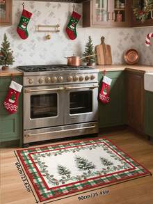 1pc Christmas Tree Carpet, Non-Slip And Washable, Suitable For Living Room, Bedroom, Hallway, Indoor And Outdoor Use, Easy To Create Cozy Christmas Home And Room Decor - Red and White - View 4