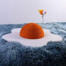 Cat Scratching Tower – Cute Paw & Flower Design Cat Post With Pom Ball Toy, Soft Carpet Base, Available In Multiple Colors & Sizes(Cat Toys/Cat Accessories/Cat Stuff) - 小 - 查看 5