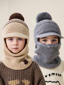 1 Stück Kinder Ohrenklappenmütze, dick und warm gestrickter Winterbeanie für Jungen und Mädchen, geeignet für den täglichen Gebrauch, Outdoor, Schnee, Alter 3-8
