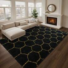 Noahas Ultra Soft 4.5cm Velvet Bedroom Rugs Kids Room Carpet Modern Shaggy Area Rugs Home Decor 2.6' X 5.3', Gray(9' x 6' (Rectangular) Negro Oro) - Tipo 4 - Ver 2