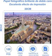 100 Hojas Papel fotográfico autoadhesivo,papel de impresora brillante para inyección de tinta,8,26 x 11,8 puadas,autoadhesivas papel de etiquetas impermeables para impresora de inyección de tinta - negro - Ver 2