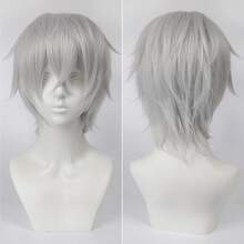 40英寸短款合成假发，带刘海，男女通用，适合男士佩戴，层次感直发，无胶耐热纤维，高密度，外观自然