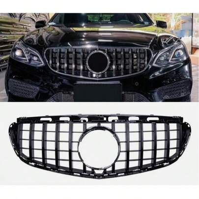 FOR MERCEDES E CLASS W212 FRONT GRILLE PANAMERICANA GT STYLE GLOSS BLACK 14-2016