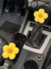 Cute Floral Winter Plush Gear Shift Knob Cover, Handbrake Cover, Automatic/Manual Transmission Universal Car Accessories Set - one-size - View 14