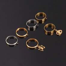 5 piezas de anillos abiertos ajustables de acero inoxidable, adecuados para hacer joyas de anillos DIY - Anillos (5 piezas) - Ver 5