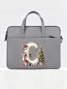 New Christmas Letter Graphic Laptop Bag, Fits 14-Inch Laptop Or Tablet, Fashionable Water-Resistant Fabric Briefcase For Men Christmas Bags