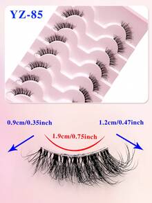 8 Pairs ENCHUW Transparent Band Faux Mink Eyelashes, Curled Stick-On False Eyelashes For Daily Wear - Black - View 2
