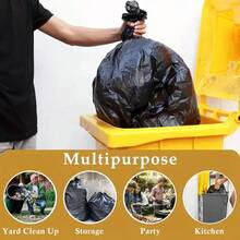 100/50/25 Extra-Large Black High-Strength Garbage Bags, Suitable For Hotels, Commercial Centers, Supermarkets, And Hospitals, Ideal As Large Thick Garbage Bags, Yard Waste Bags, And Also For Collecting Outdoor Leaves, 65 Gallons, 40x55 Inches - 黑色 - 查看 6