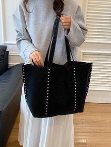 Túi Tote Họa Tiết Da Báo Thời Trang Mới Cho Nữ, Sức Chứa Lớn, Phong Cách Cổ Điển Thanh Lịch, Thích Hợp Cho Các Buổi Hẹn Hò, Mua Sắm, Đa Năng, Thu/Đông - màu đen - Xem 6