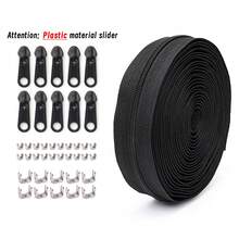 1 套（177.17 英寸拉链 + 10 个拉链头 + 20 个上止挡 + 10 个下止挡），配套颜色塑料拉链头，20 种颜色可选，3 号尼龙拉链，适用于服装、箱包、家纺、塑料材质！ - 3#純色尼龍 - 查看 13