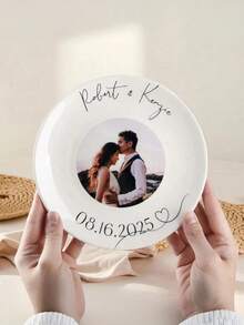 Custom Decorative Plate, Custom Your Own Photo And Text, Customized Photo Ornaments, Customized Display Dish Commemorative Plate With Stand, Personalized Gift For Weddings For Table Wall Hanging Home Decor Unique Gifts,Custom Couple Gifts