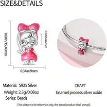 HappyStar 925 Sterling Silver Charms For Bracelets And Necklaces,Combination Dangle Pendants Beads Charms Jewelry Gift For Couples Sisters.(With Spacer Beads) - 活力姐妹珠 - 查看 4