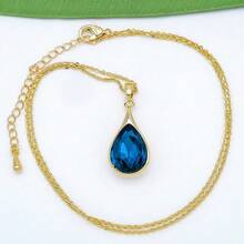 Navachi 18k Gold Plated Water Drop Pear-Shaped  Pendant Necklace 16inch+2inch{Inchcolor_nameinch:InchBlueinch} - 鋯石藍 - 查看 7