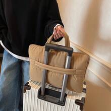 YOONI 柔软笔记本电脑保护套，适用于 14/15.6 英寸笔记本电脑，轻便防震，公文包式手提包，绗缝刺绣，简约通勤包，可挂在行李箱拉杆上，笔记本电脑包，笔记本电脑保护套，男女通用旅行必备