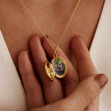 Custom Personalized Vintage Locket Necklace, Custom Picture Locket Necklace, Grandma Necklace, Christmas Gift, Best Friend Gift For Her, Anniversary - Gold - View 2