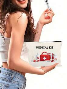 Portable Medicine Bag, Medicine Box Set "Medicial Kit" Letter Print, Compact Pill Storage Bag And First Kit, Travel-Friendly Medicine Storage For Daily/Outdoor/Travel, Essential Medical Accessories For Health-Conscious And On-The-Go Users, Multi-Functional Fabric Small Medicine Bag, Portable And Portable Medical Emergency Kit