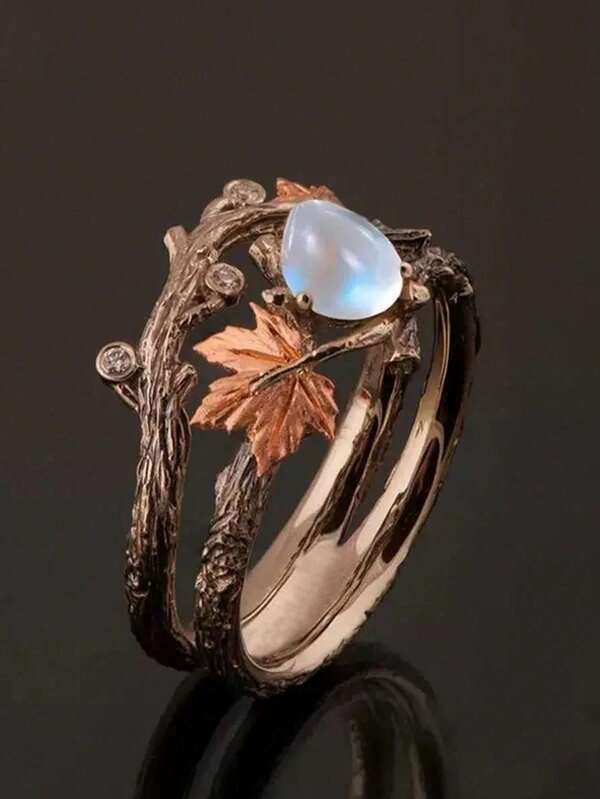 1pc Vintage Leaf Women's Ring Alloy Multicolor Suitable For Party Daily Wear Perfect Holiday Gift For Friends