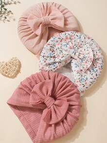 3pcs Baby Bow Hats, Suitable For Daily Wear - Multicolor - View 3