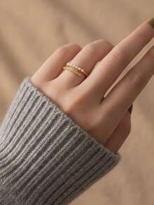 Stylever 1pc Pearl Ring For Women S925 Sterling Silver Elegant Cuff Ring Fine Jewelry Gift For Girls Ladies Jewelry Promise Ring