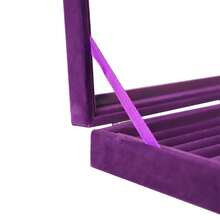 Jewelry Box Rings Organizer Tray 7 Slots Velvet Jewelry Earring Storage Box With Transparent Lid Jewelry Display Case For FFgirls Women (Purple){Inchcolor_nameinch:InchPurpleinch} - 紫色 - 查看 6