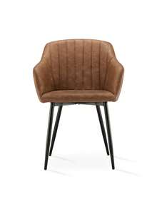 Goeurvant Contemporary Vertical-Stripe Upholstered Dining Chairs With Armrests & Metal Legs For Dining Room, Kitchen, Living Room - Set Of 2 / Set Of 4 / Set Of 6 - Brown - 棕色 - 查看 6