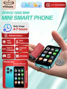 SERVO 16SE Mini smartfon, Android 9.0, WCDMA Dual SIM, sieć komórkowa 3G, wyświetlacz HD 3,0", 2 GB pamięci RAM + 16 GB pamięci ROM, ultrakompaktowy smartfon