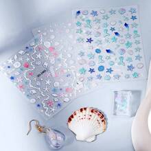 SMI Fine 1pc Adorable Starfish Koi Fish Decal 5D Jellyfish Ocean Fish Bubble Stickers Suitable For DIY Jewellery, Epoxy Resin Accessories - Clear - View 5