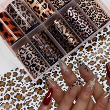 Leopard & Cheetah Print Nail Foils - Transfer Art Foil Stickers - Winter Nail Decorations - Laser Starry Sky Paper Manicure Accessories For Women - 1 Box{Inchcolorinch:InchLeopard Print 01inch} - 豹紋 01 - 查看 1