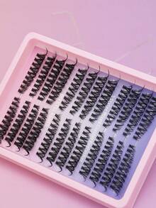 224pcs Mixed False Eyelashes Set, Includes Dual-Ended Eyelash Glue (Black & White) And Dual-Ended Eyelash Glue Makeup Tools, DIY Fluffy Soft 3D Mink Lashes For Weddings, Parties, Nightclubs, Daily Work Meetings, Create Natural Makeup And Extend Voluminous Lashes - Black - View 6